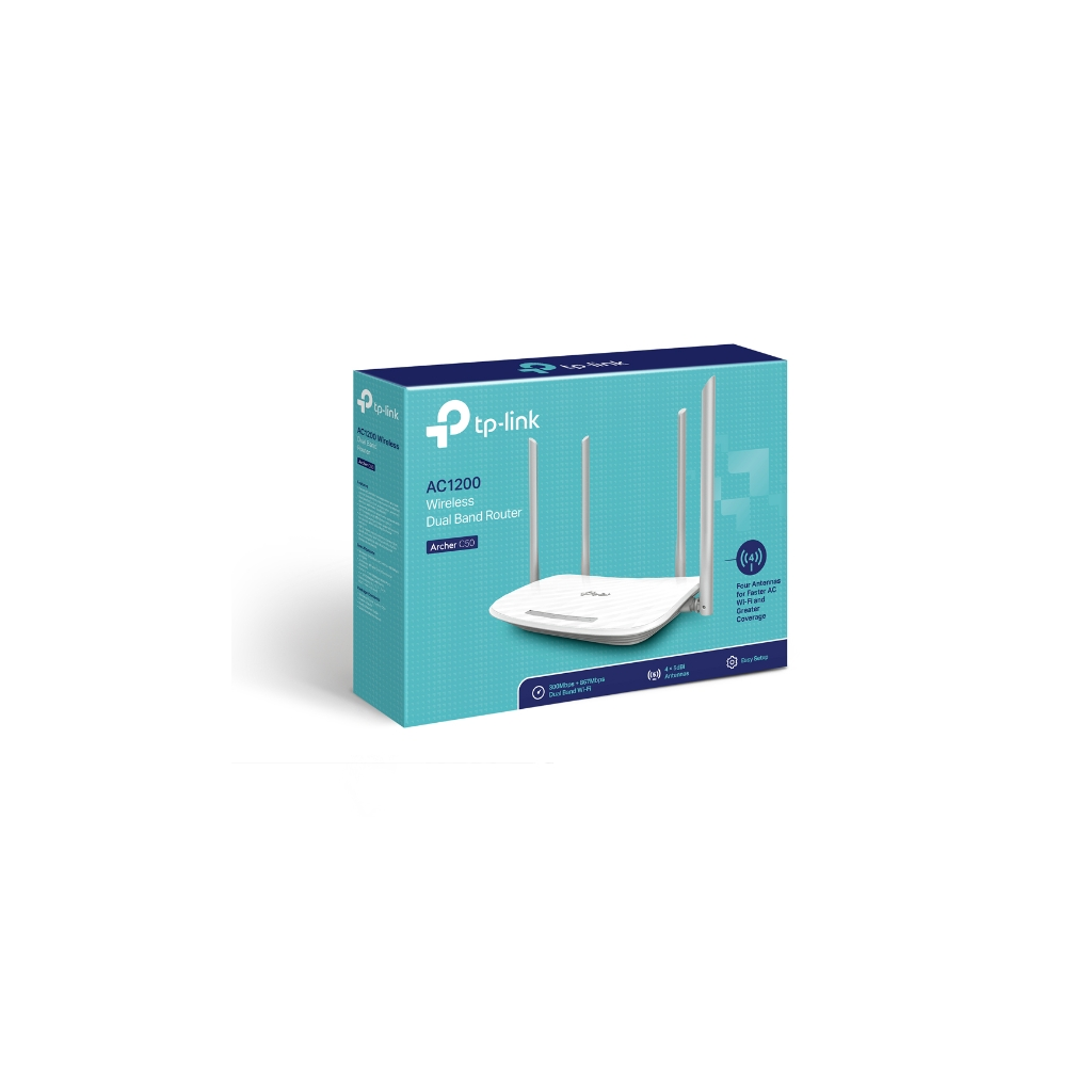 TP-LINK ARCHER C50, AC1200, 4Port, 1200Mbps, Dual Band WiFi, Masaüstü, Megabit, Router, Access Point, Range Extender