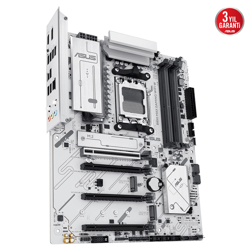 ASUS B850 MAX GAMING WIFI W, 4xDDR5, 3x M2, HDMI, DP, Type-C, Wi-Fi 6E, Bluetooth v5.3, AM5 Soket GAMING BEYAZ Anakart ASUS B850 MAX GAMING WIFI W, 4xDDR5, 3x M2, HDMI, DP, Type-C, Wi-Fi 6E, Bluetooth v5.3, AM5 Soket GAMING BEYAZ Anakart