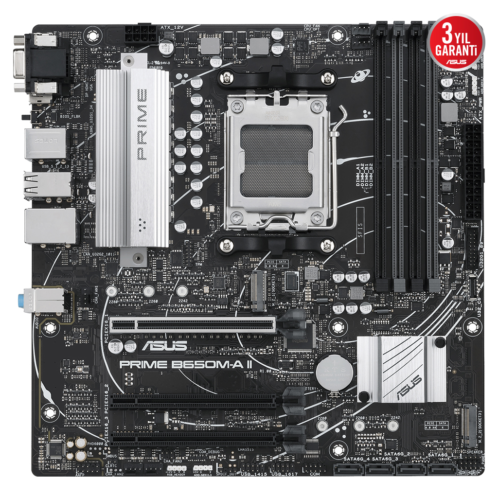 ASUS PRIME B650M-A II CSM, 4xDDR5, 2x M.2, D-SUB, HDMI, DP, AM5 Soket Anakart ASUS PRIME B650M-A II CSM, 4xDDR5, 2x M.2, D-SUB, HDMI, DP, AM5 Soket Anakart