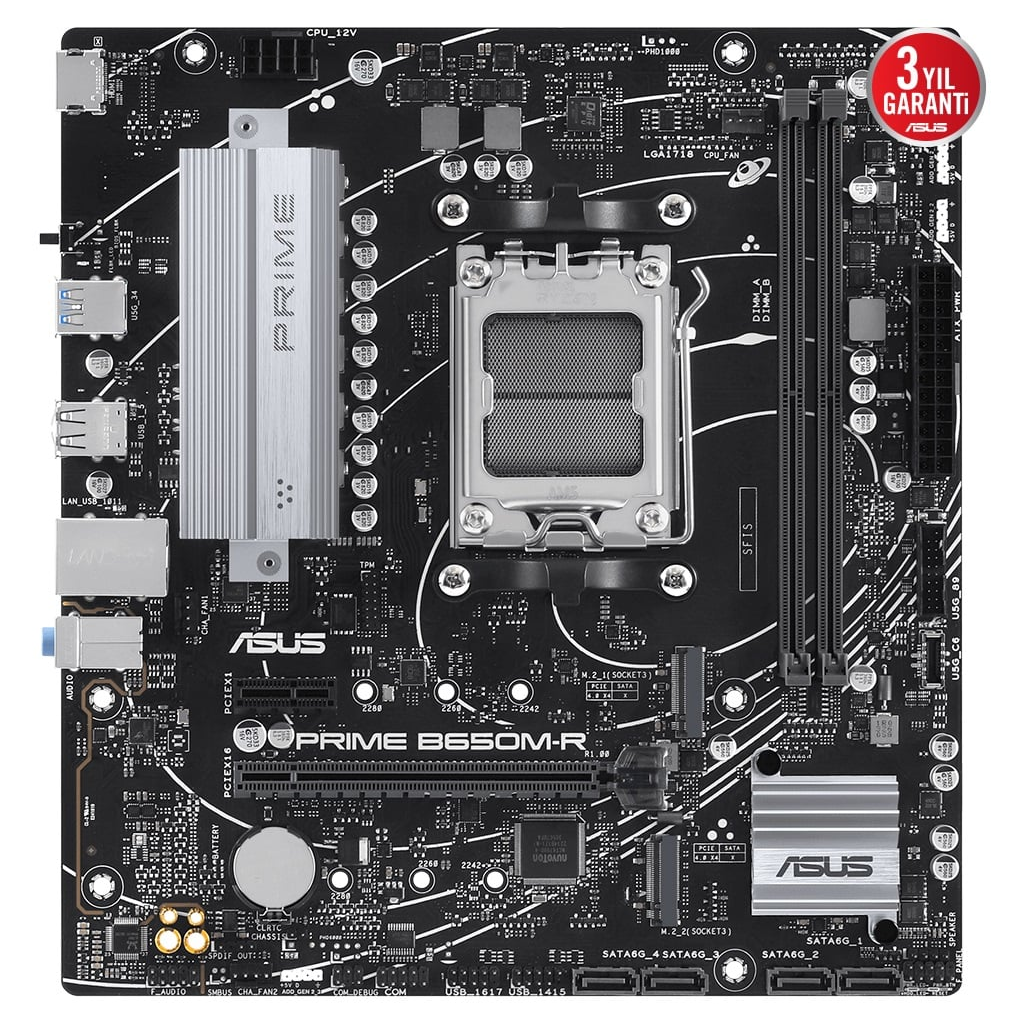 ASUS PRIME B650M-R, 2xDDR5, 2x M.2, HDMI, AM5 Soket Anakart ASUS PRIME B650M-R, 2xDDR5, 2x M.2, HDMI, AM5 Soket Anakart