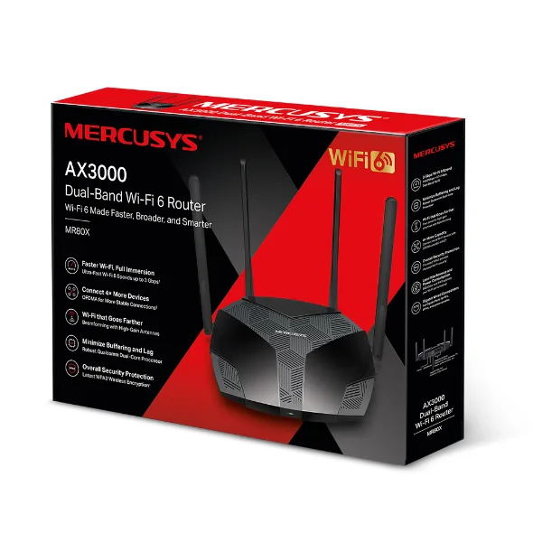 MERCUSYS MR80X Wıfı6 AX3000 Dual Band Router görsel 10