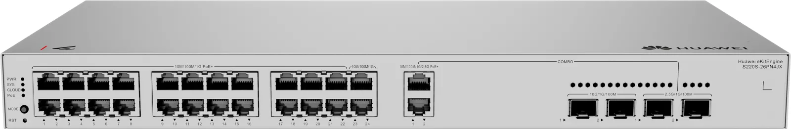 HUAWEI 24port PoE 400w 2-SFP 2.5GE/2-SFP 10GE Gigabit Yönetilebilir Switch eKIT S220S-26PN4JX görsel 3