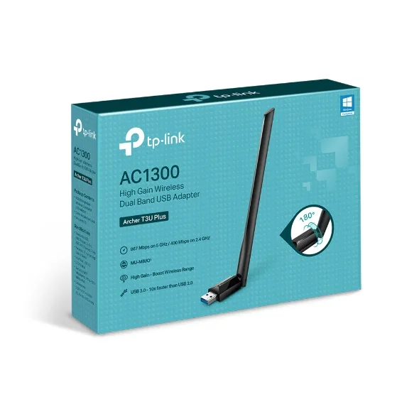 TP-LINK ARCHER T3U PLUS AC1300 Dual Band USB Kablosuz Adaptör görsel 2