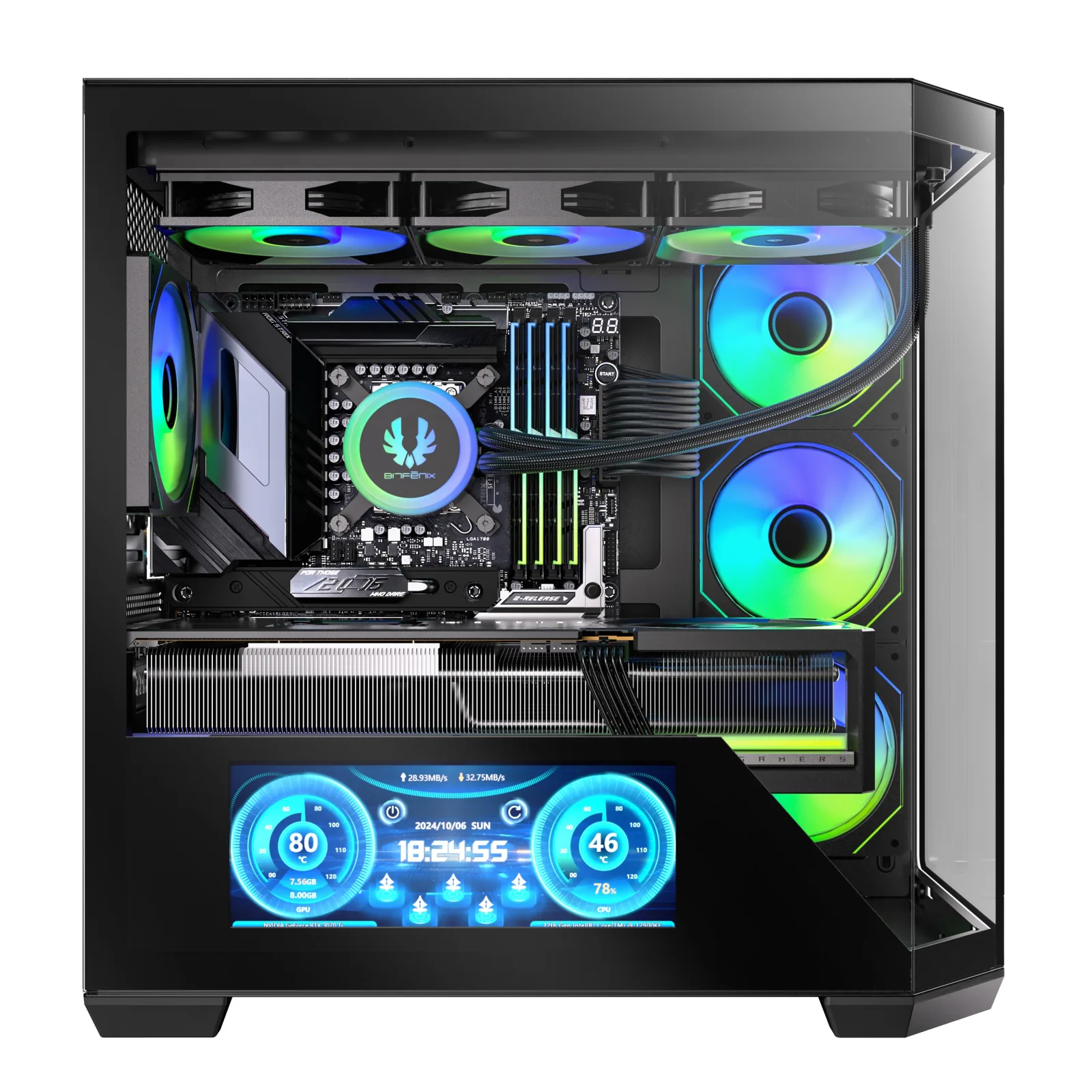 BITFENIX 850W 80+ BRONZE 10.24" DIGITAL T10 Siyah Gaming Mid-Tower PC Kasası görsel 5