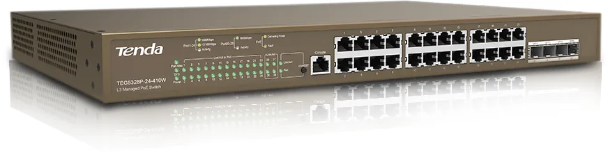 TENDA 24port PoE 410w 4-SFP Gigabit Yönetilebilir Switch TEG5328P-24-410W görsel 6