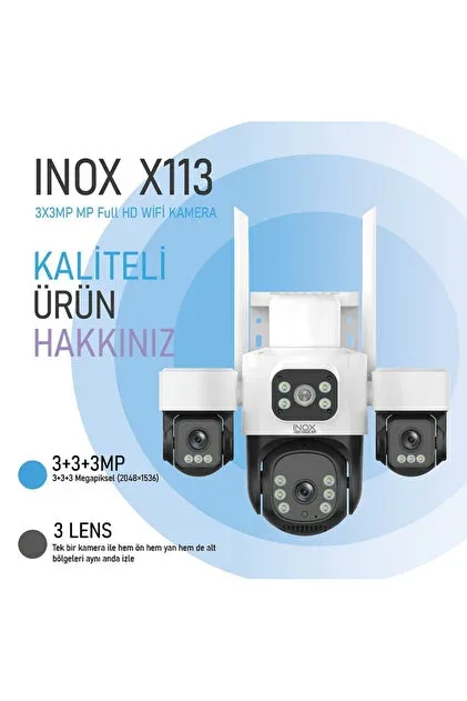 INOX 3+3+3MP X113 3 Lensli PTZ Wıfı Kamera görsel 2