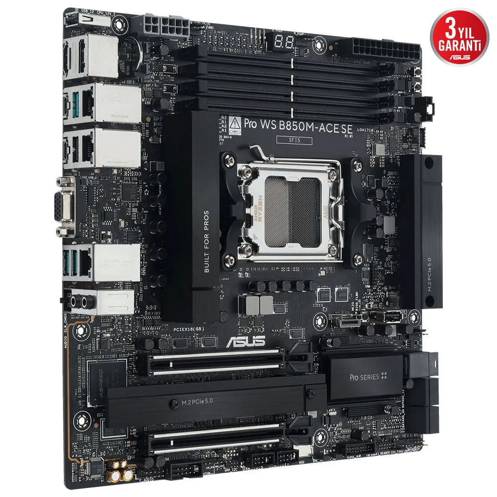 ASUS PRO WS B850-ACE SE WIFI7 DDR5 HDMI DP PCIE 5.0 AM5 ATX İş İstasyonu Anakartı görsel 6