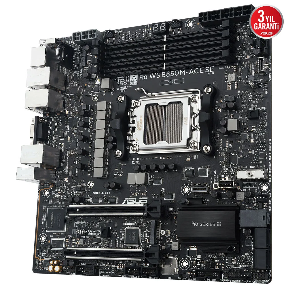 ASUS PRO WS B850-ACE SE WIFI7 DDR5 HDMI DP PCIE 5.0 AM5 ATX İş İstasyonu Anakartı görsel 12