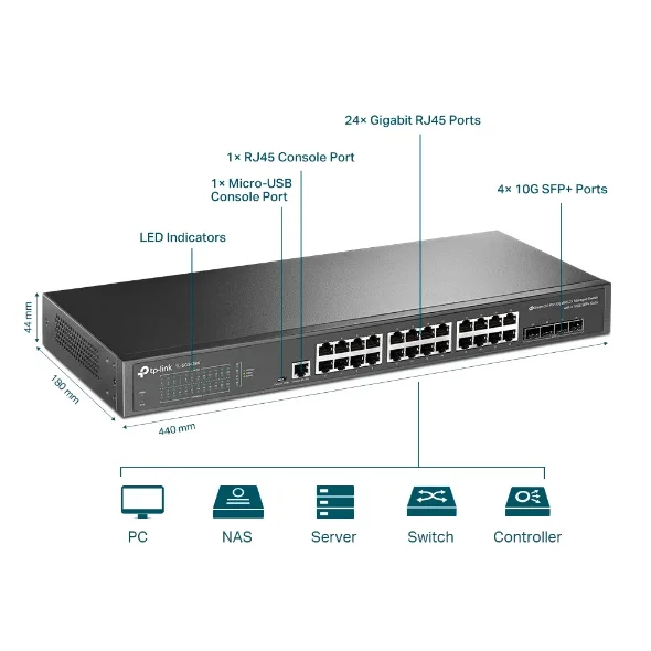 TP-LINK 24port TL-SG3428X GIGABIT 4X 10 GIGABIT SFP Yönetilebilir Switch görsel 7
