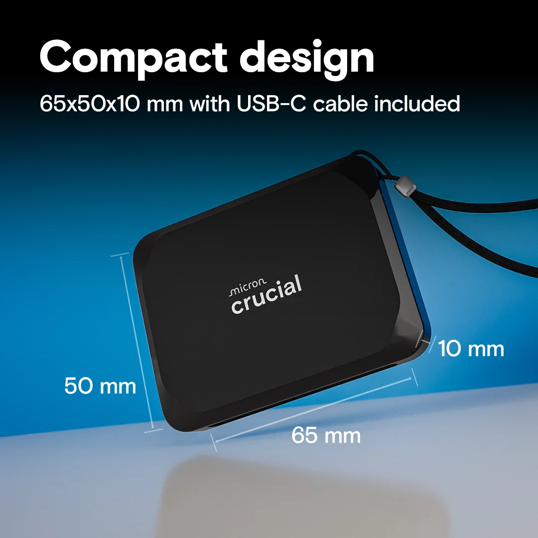 CRUCIAL 1TB X9 CT1000X9SSD9 1050-1050MB/s SSD TypeC Harici Disk görsel 8