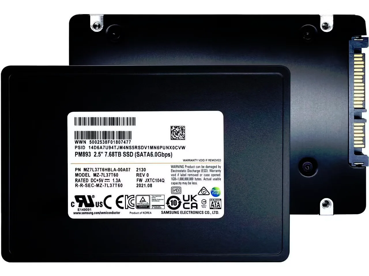 SAMSUNG 7.68TB 2.5" PM893 MZ7L37T6HBLA-00A07 Sata-3 Enterprise SSD Disk Kutusuz görsel 6