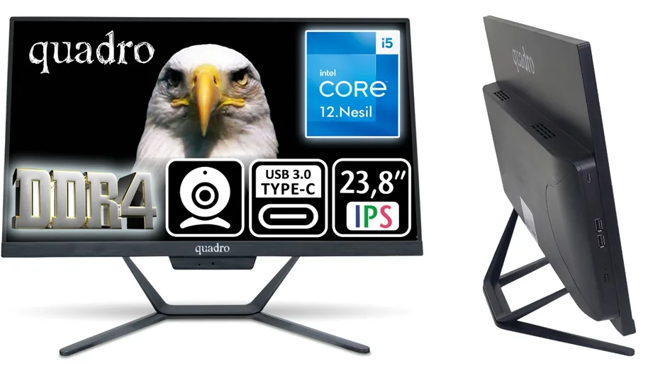 QUADRO 23.8" STARK H224-26850 CORE i5 12450H 8GB RAM- 480GB SSD O/B UHD FDOS