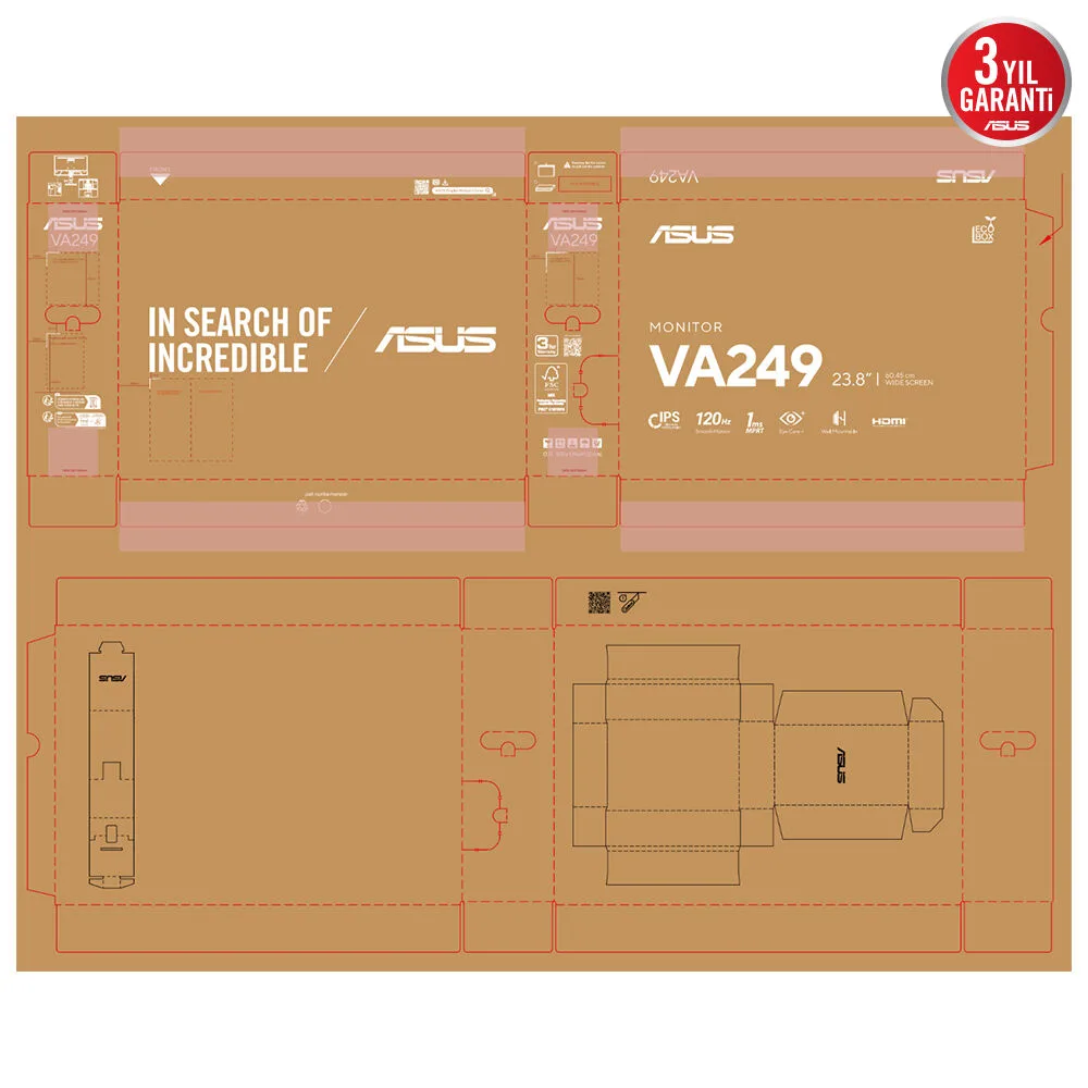 ASUS 23.8" IPS VA249HG 1MS 120Hz HDMI Multimedya Monitör (1920 X 1080) görsel 14