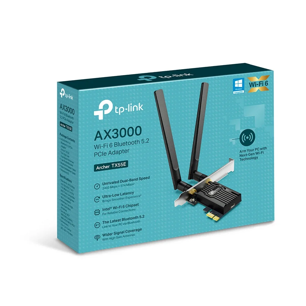 TP-LINK ARCHER TX55E AX3000 Bluetooth PCIe Kablosuz Adaptör görsel 2