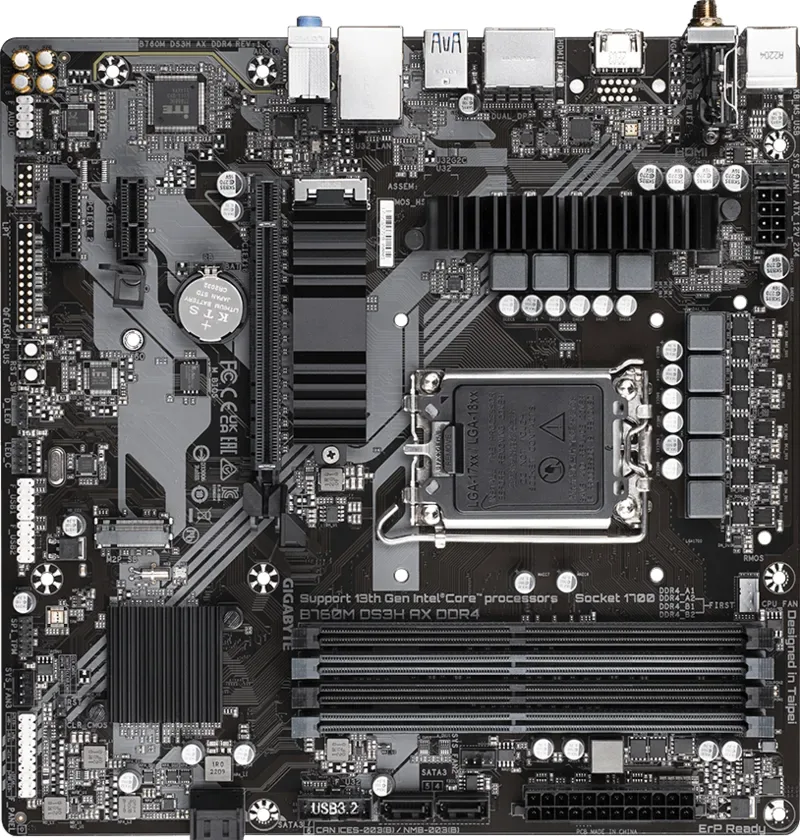 GIGABYTE B760M DS3H AX WIFI6E DDR4 HDMI TYPE-C DP PCIE 4.0 1700p mATX görsel 9