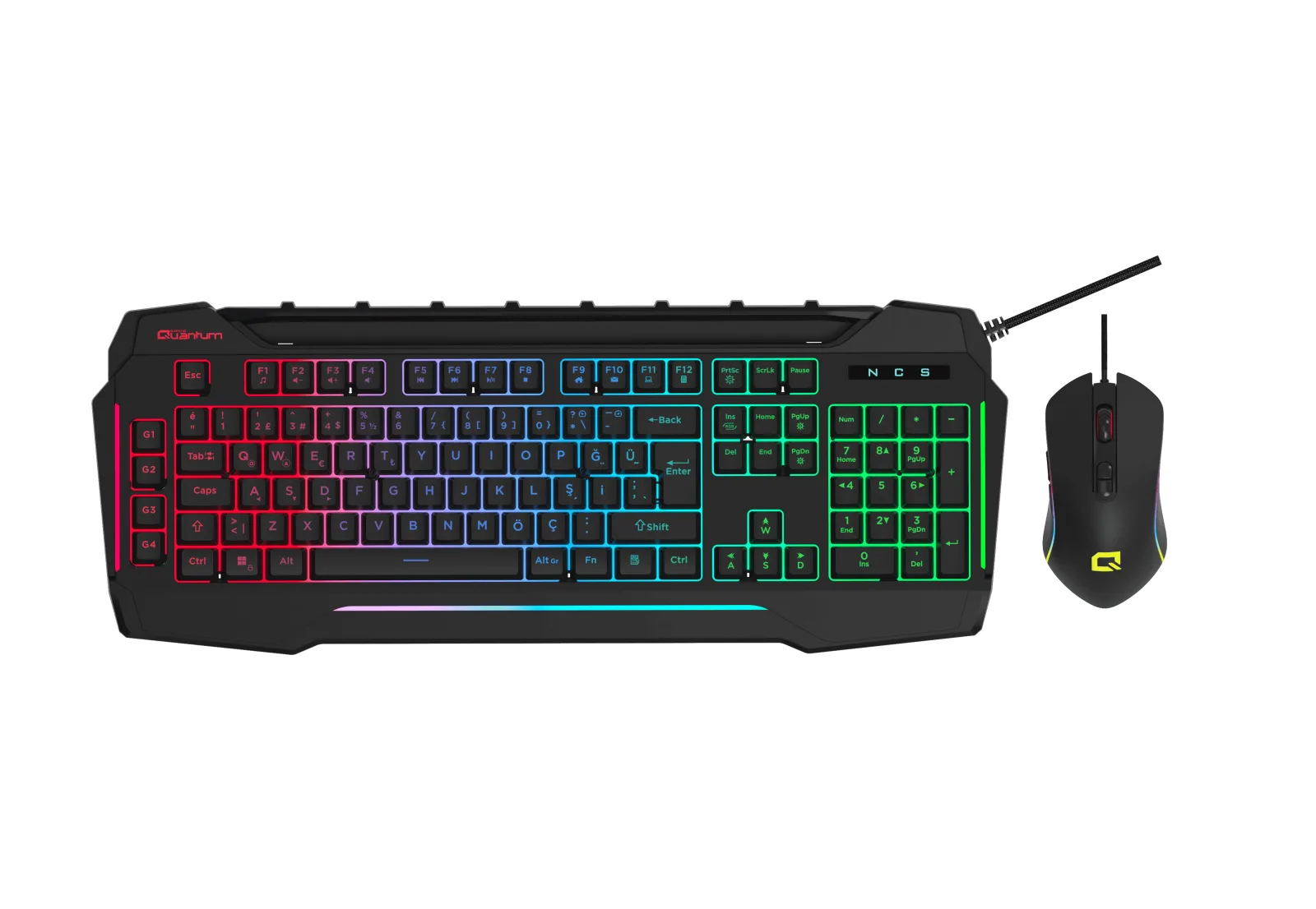 QUANTUM DualStrike Kablolu USB Q Trk RGB Gamıng Klavye -  Mouse Set