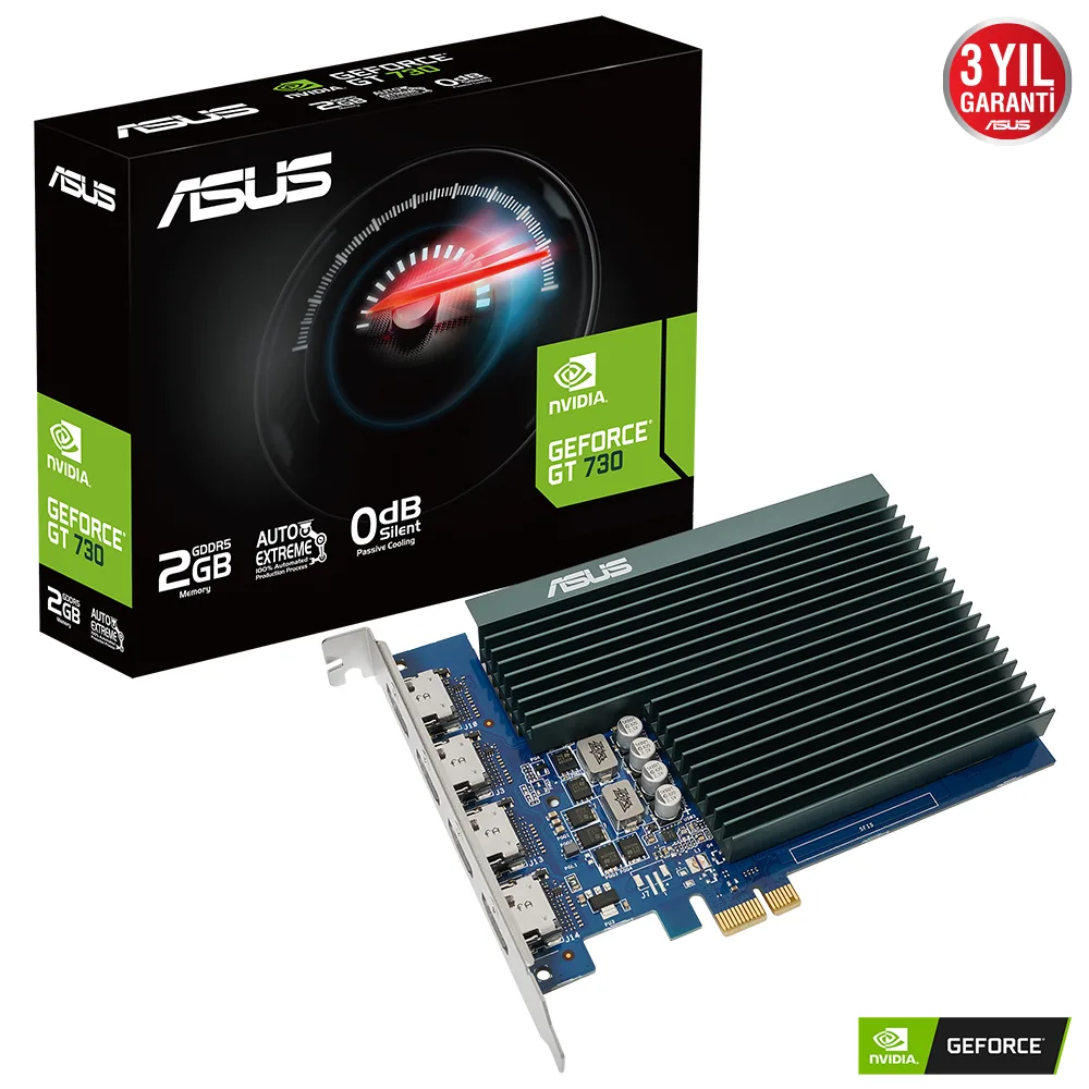 ASUS GT730 2GB 4H-SL-2GD5 GDDR5 64bit 4X HDMI PCIe 16X v2.0 Fansız görsel 5