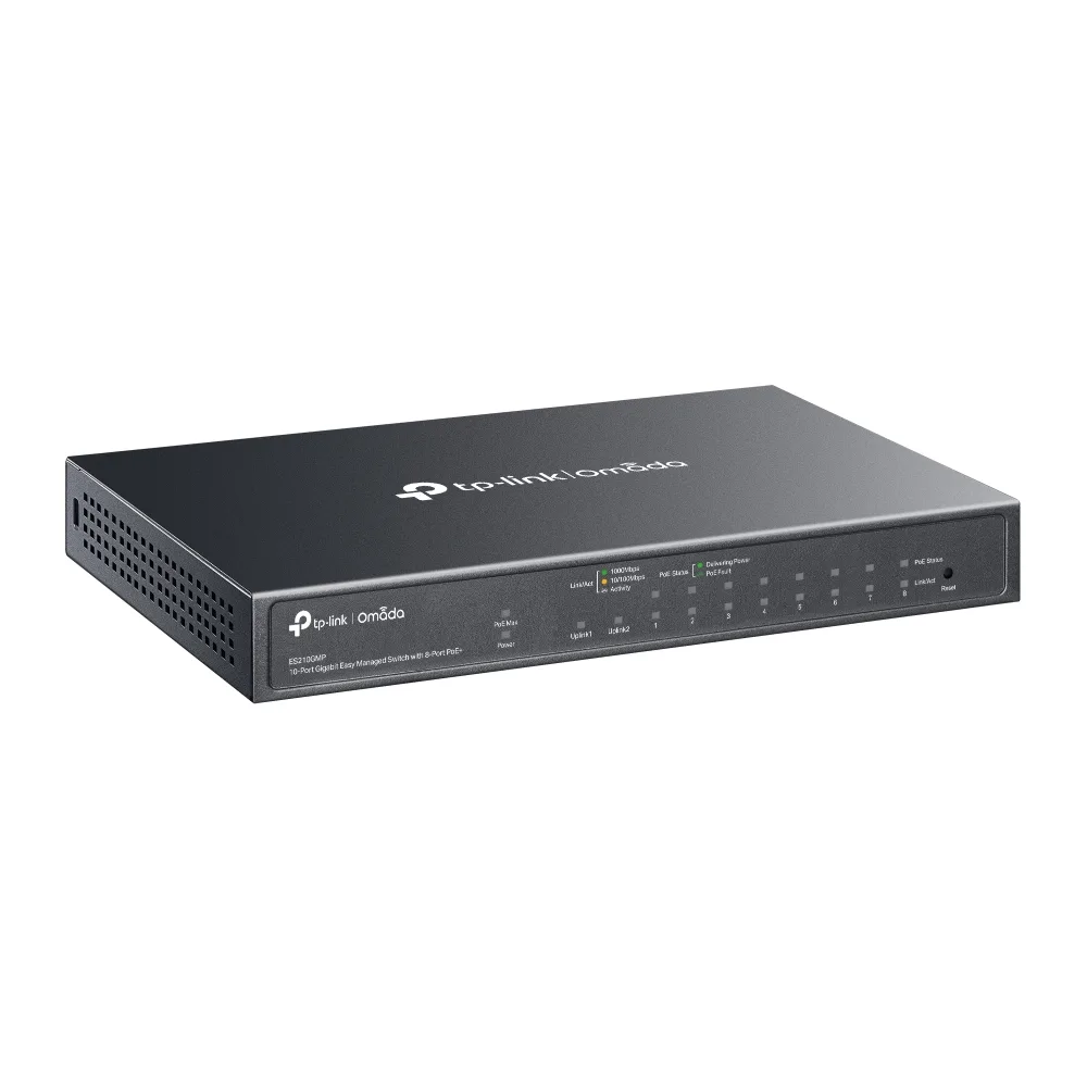 TP-LINK 8port PoE 63w 1-SFP 2-Uplink Gigabit Yönetilebilir Switch OMADA ES210GP görsel 5