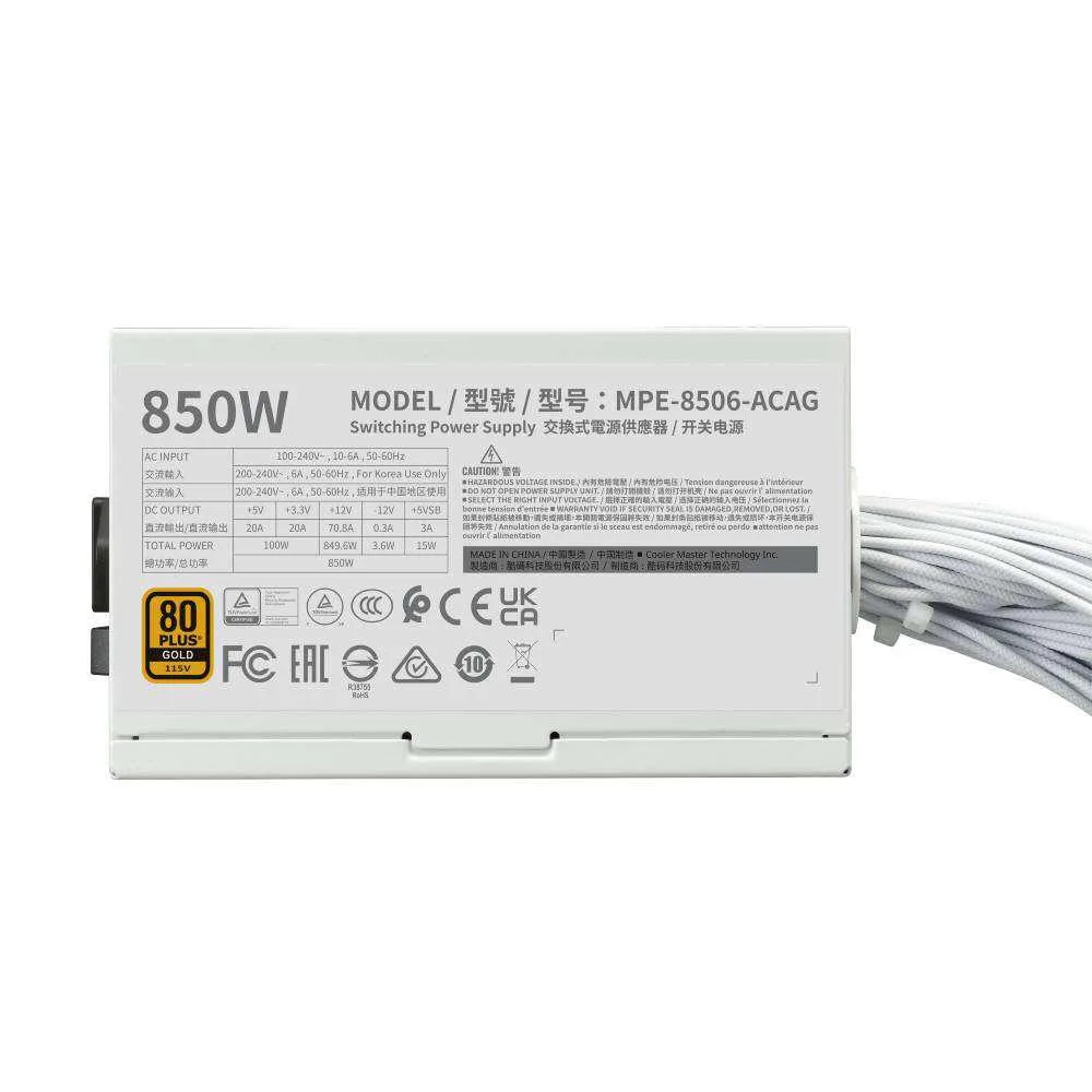 COOLERMASTER 850W 80+ GOLD TD500V2-WGNN85-STU Mid-Tower PC Kasası Beyaz görsel 5