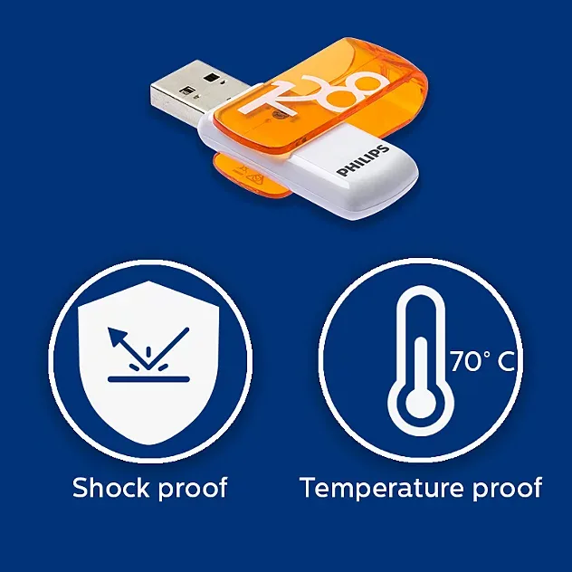 PHILIPS 128GB USB 2.0 Vivid FM12FD05B/00 Turuncu Taşınabilir Bellek görsel 5