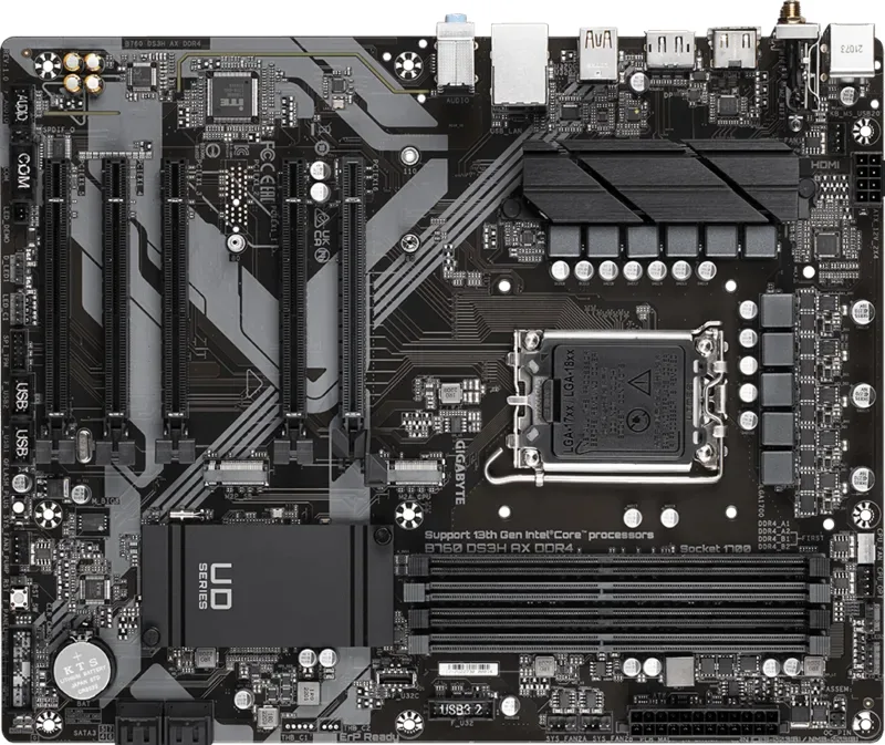 GIGABYTE B760 DS3H Ax WIFI6E DDR4 HDMI-DP PCIE 4.0 1700p ATX görsel 2