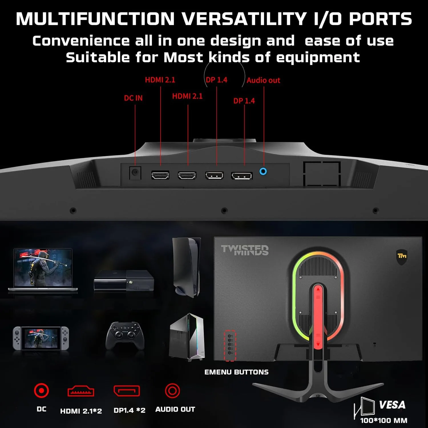 TWISTED 27" IPS TM27QHD180IPS 0.5ms 180Hz HDMI-DP  Gaming Monitör (2560X1440) görsel 6