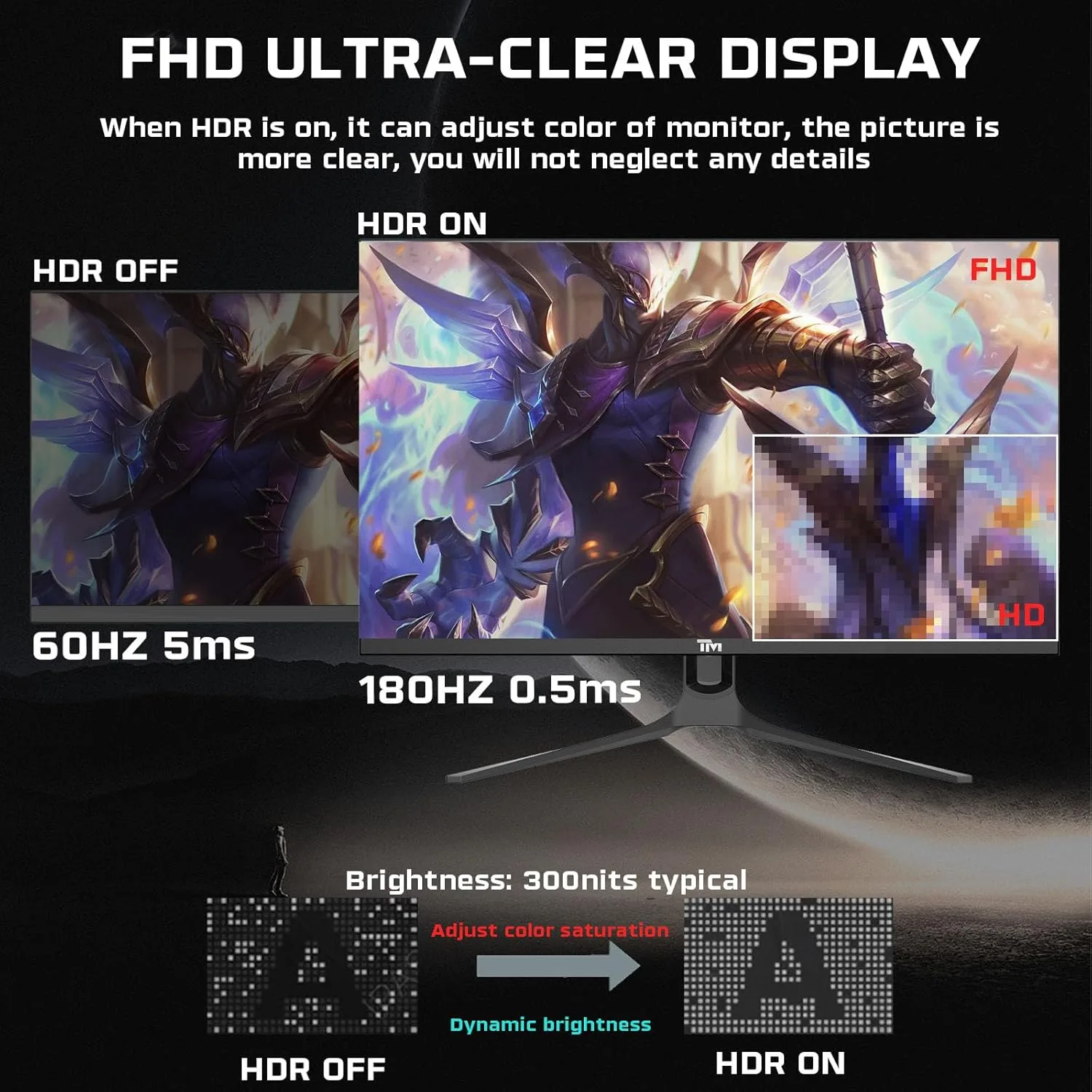 TWISTED 27" IPS TM27QHD180IPS 0.5ms 180Hz HDMI-DP  Gaming Monitör (2560X1440) görsel 5