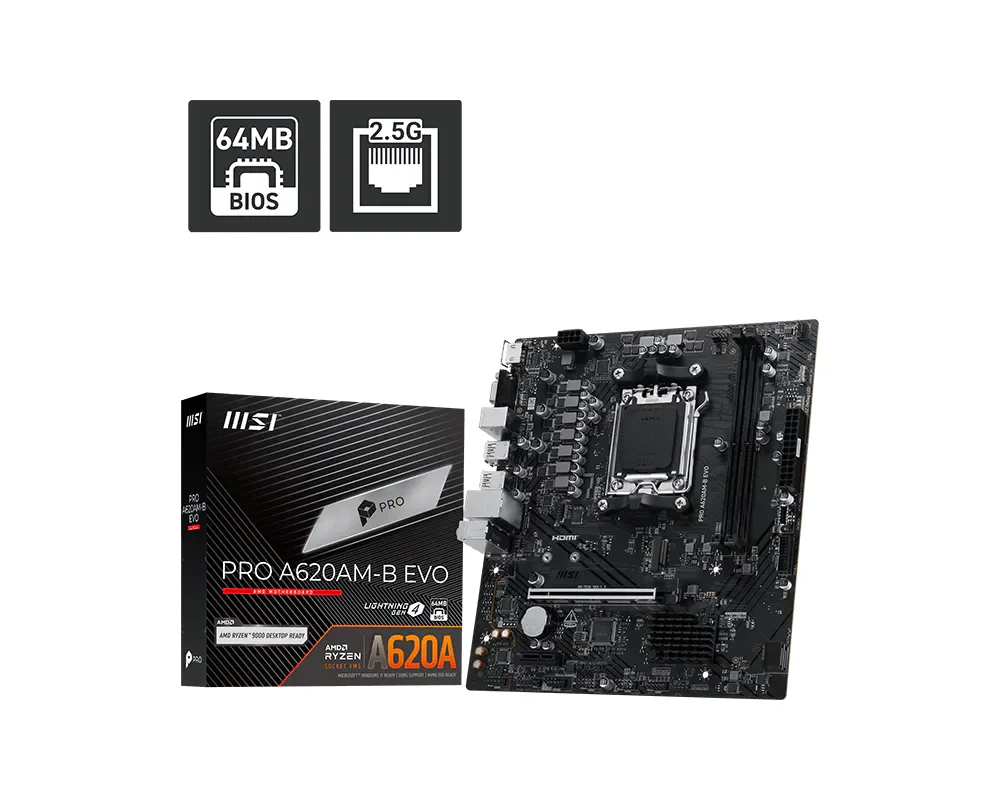 MSI Pro A620AM-B Evo DDR5 HDMI PCIE 4.0 AM5 Matx görsel 4