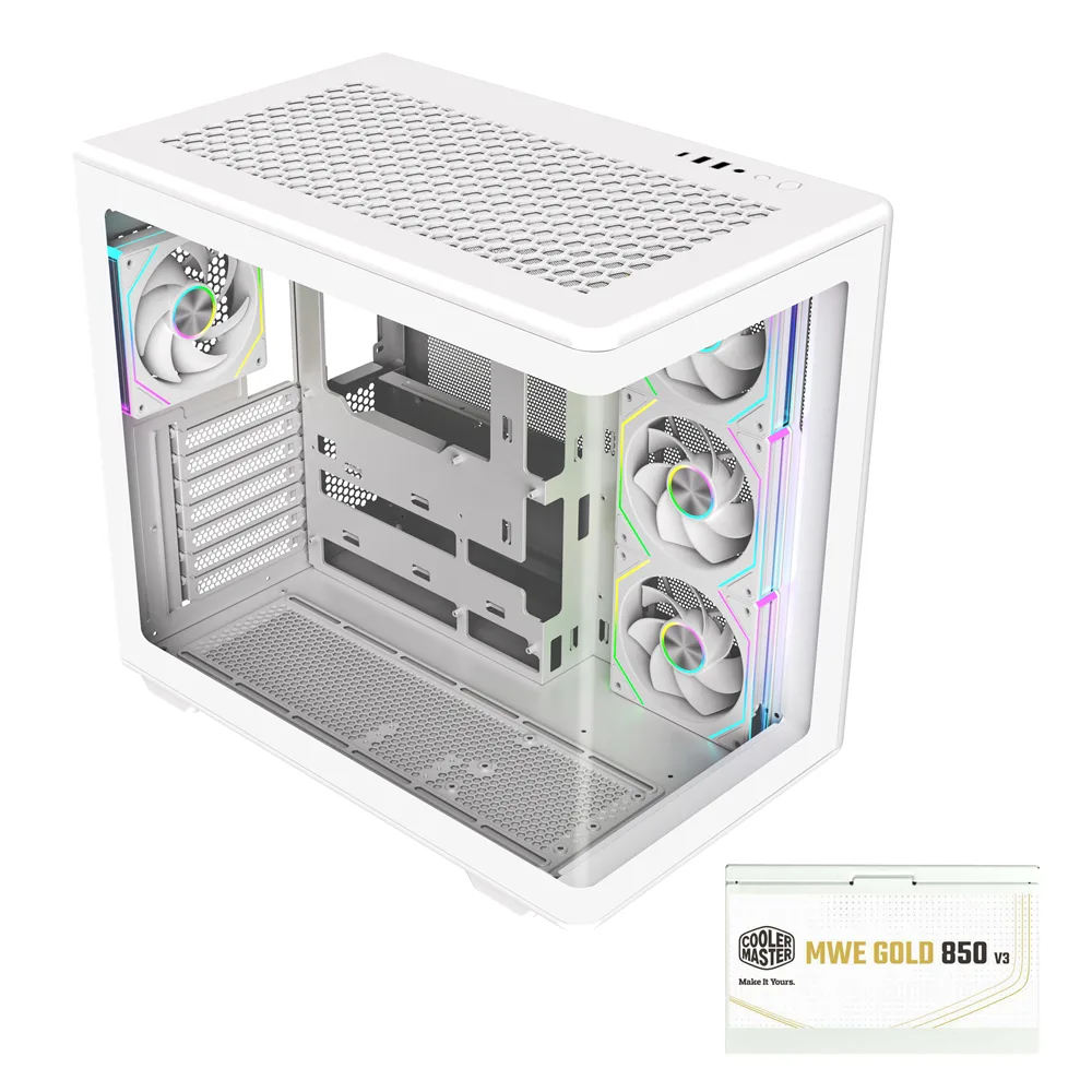 COOLERMASTER 850W 80+ GOLD ELITE 600 Curve TG E600-WGNN85-S01 4x12cm ARGB Beyaz Gaming MıdTower PC Kasası görsel 7