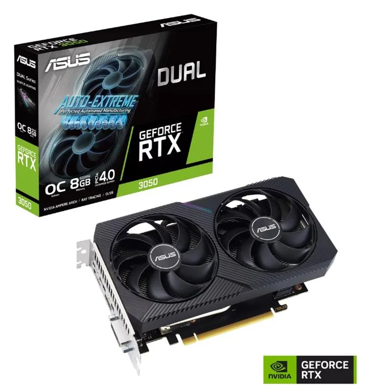 ASUS RTX3050 8GB Dual RTX3050-O8G-V2 GDDR6 128bit HDMI DP PCIe 4.0 görsel 3