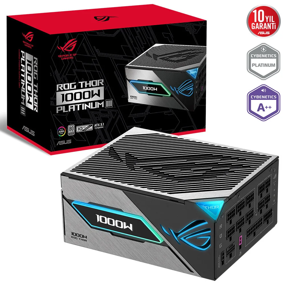 ASUS 1000w 80+ Platinum ROG THOR 1000P3 Tam Modüler Power Supply görsel 10
