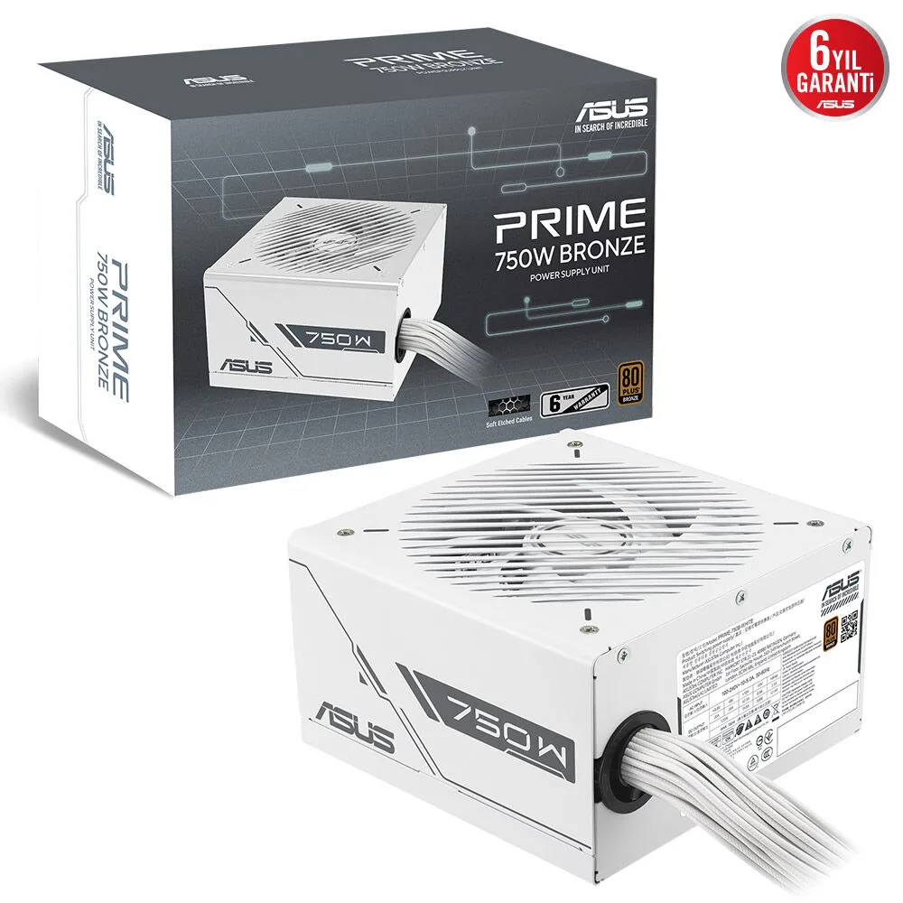 ASUS 750w 80+ Bronze PRIME 750B Power Supply Beyaz görsel 12