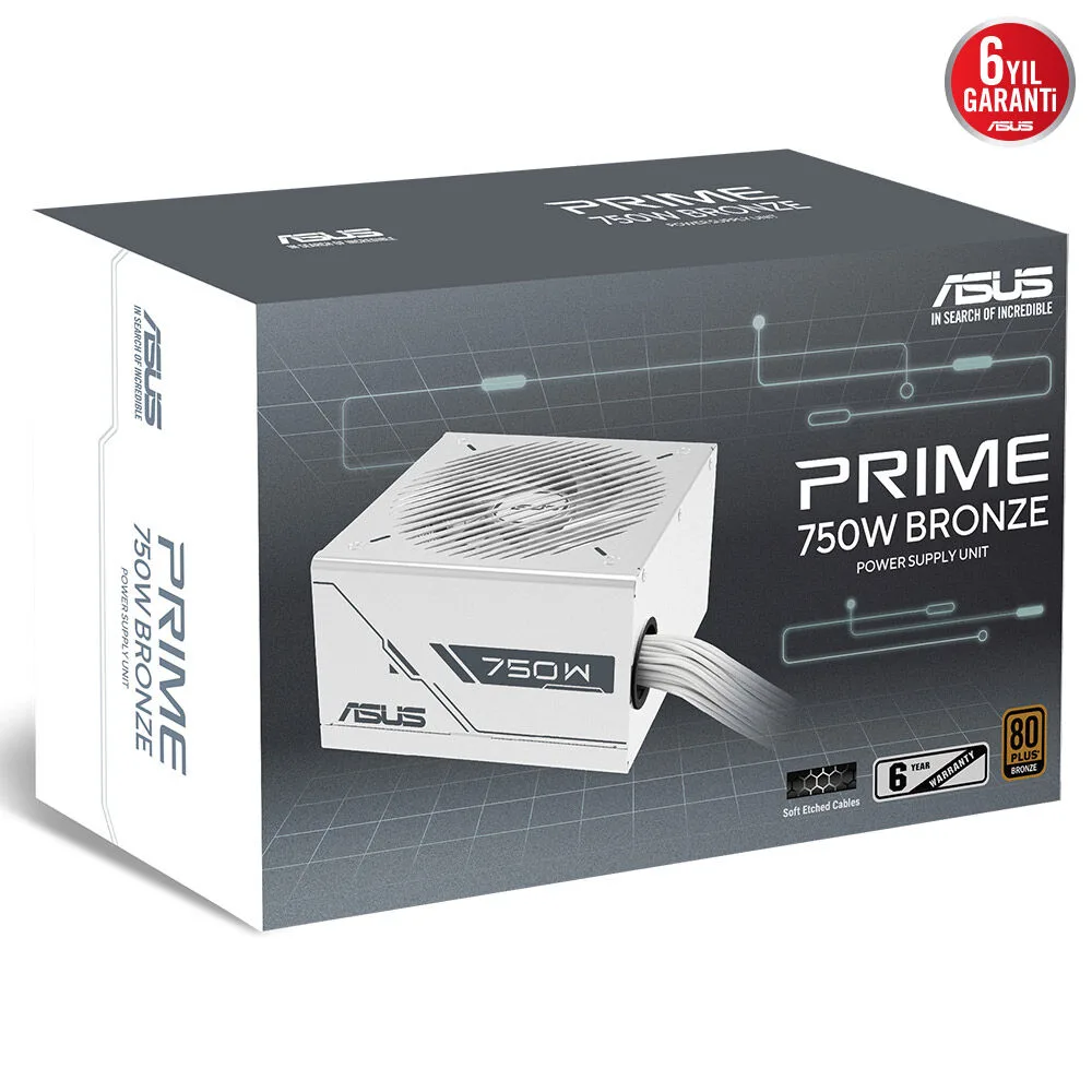 ASUS 750w 80+ Bronze PRIME 750B Power Supply Beyaz