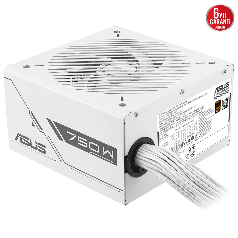 ASUS 750w 80+ Bronze PRIME 750B Power Supply Beyaz görsel 2