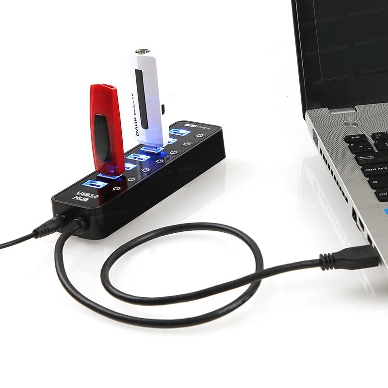DARK DK-AC-USB371 7port USB 3.0 USB Çoklayıcı Hub Anahtarlı görsel 3