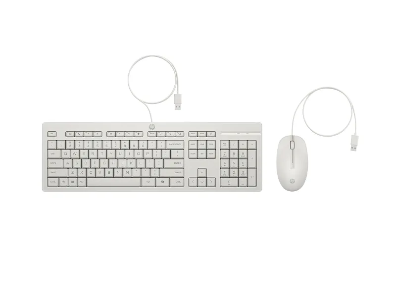 HP 225 Kablolu Q Trk Beyaz Klavye - Mouse Set (AW5S6AA) görsel 2