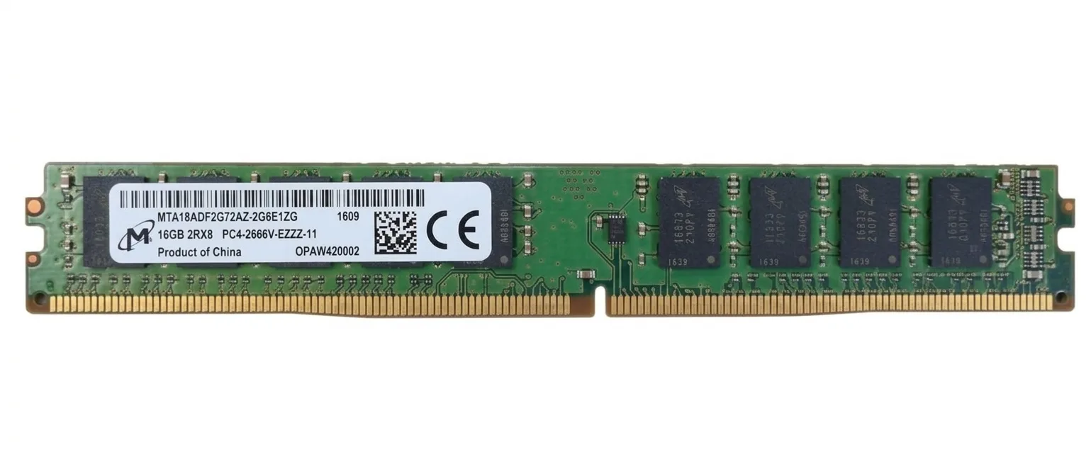 MICRON 16GB DDR4 2666MHZ CL19 2Rx8 Udimm Sunucu RAM MTA18ADF2G72AZ-2G6E1ZG