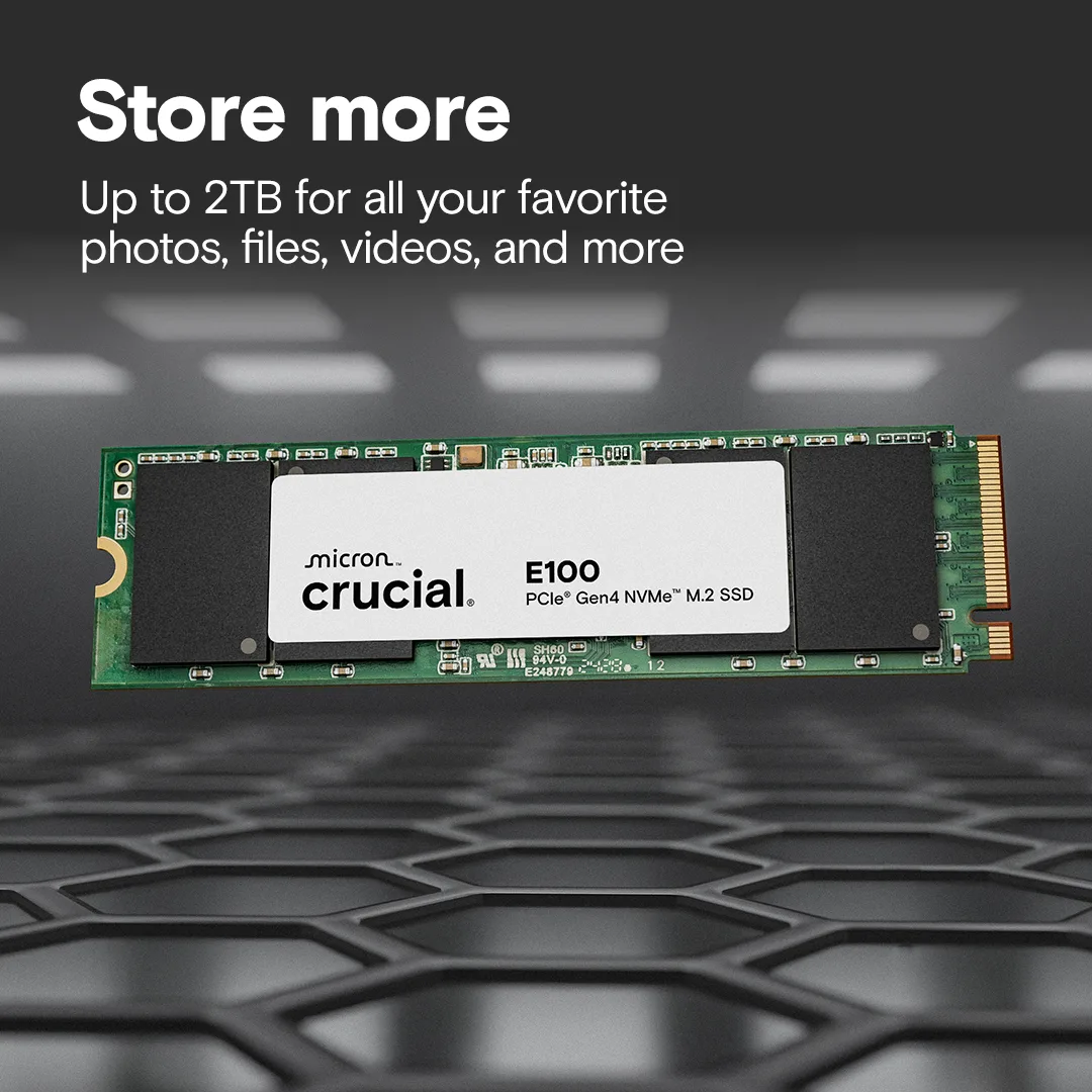 CRUCIAL 2TB E100 CT2000E100SSD8 5000-4500MB/s M2 NVME GEN4 Disk görsel 3