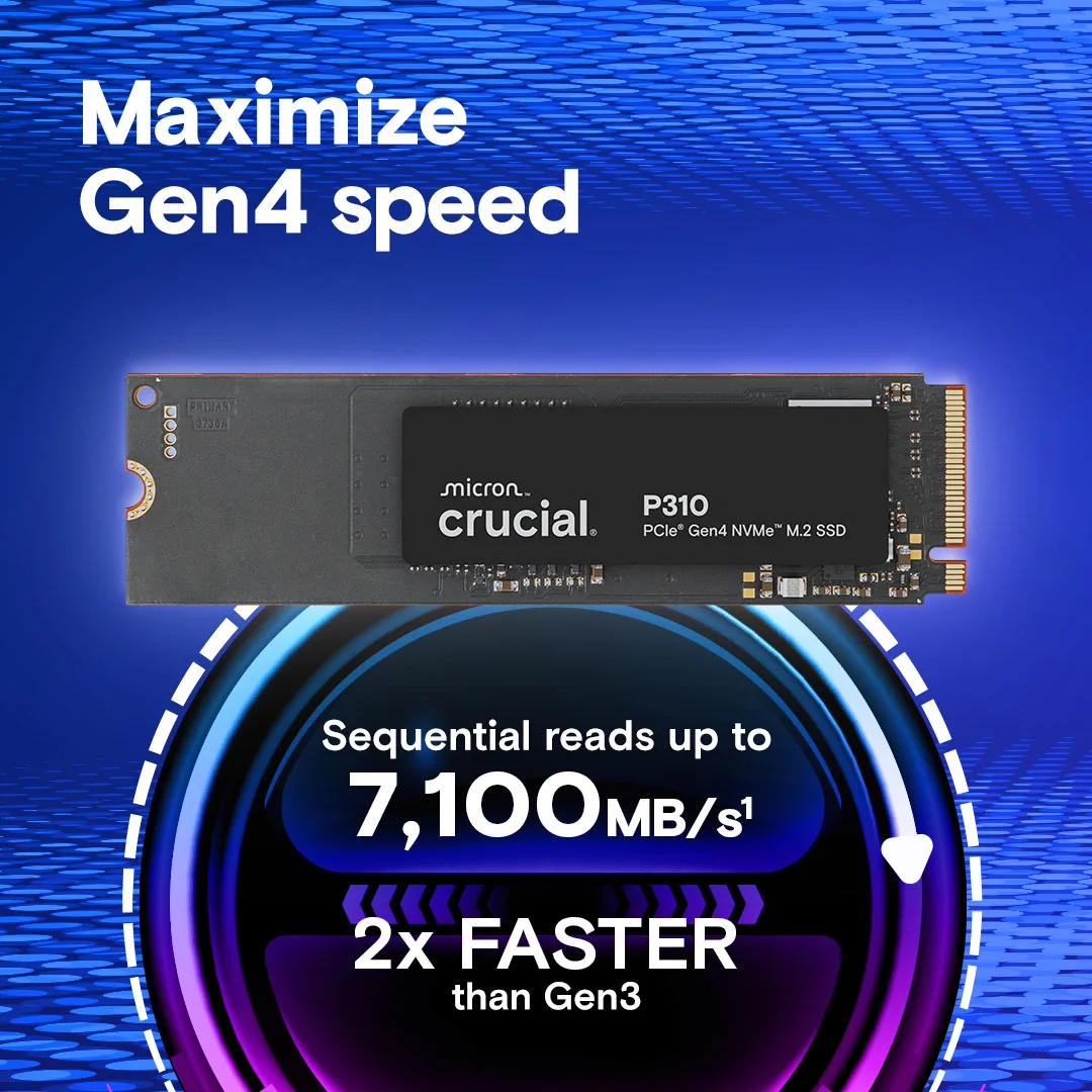 CRUCIAL 2TB P310 CT2000P310SSD8 7100-6000MB/s M2 NVME GEN4 Disk görsel 4
