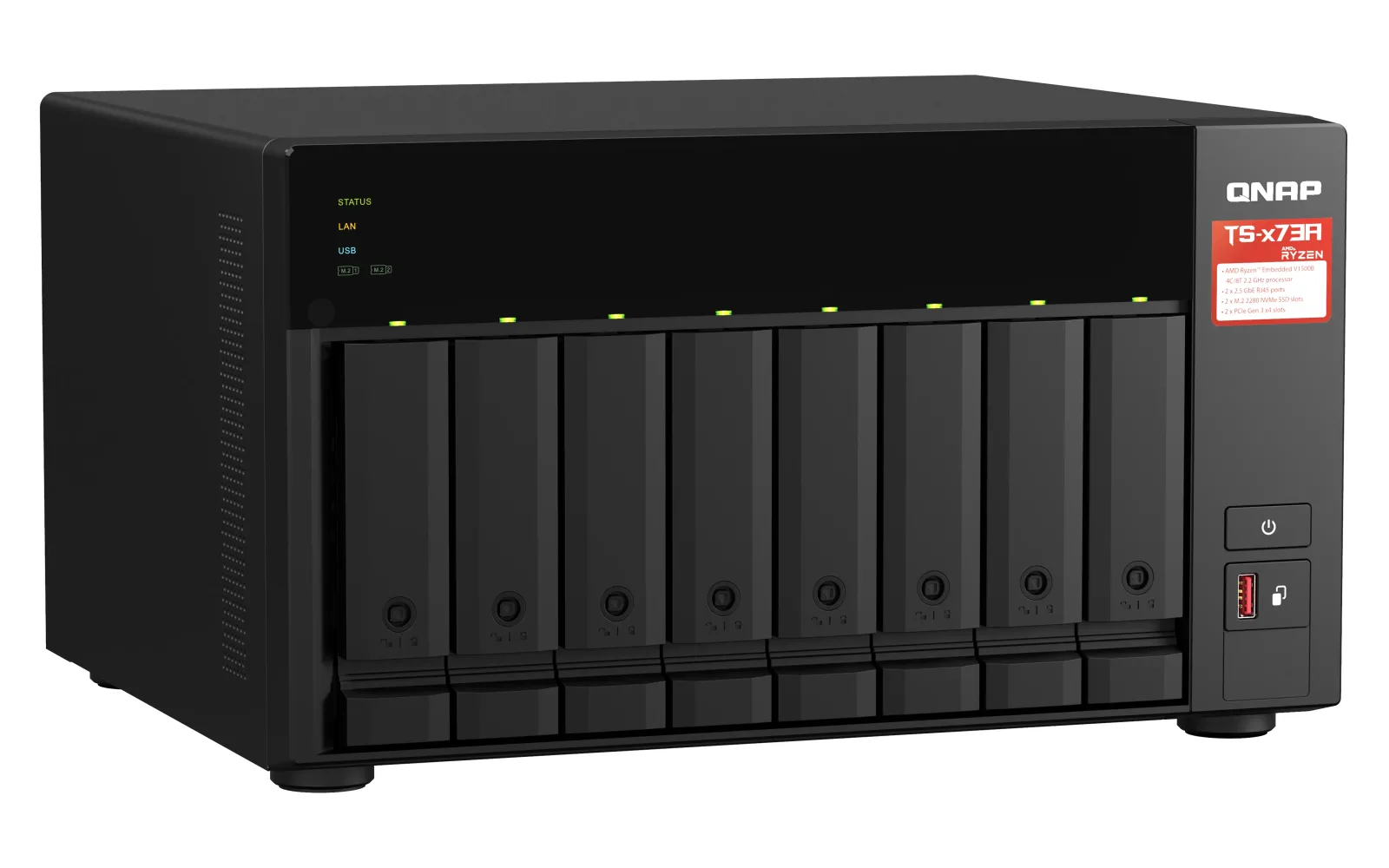 QNAP 8diskli Ryzen V1500B QC - 8GB RAM Gigabit Nas Server TS-873A-8GB Distribütör Garantili görsel 3
