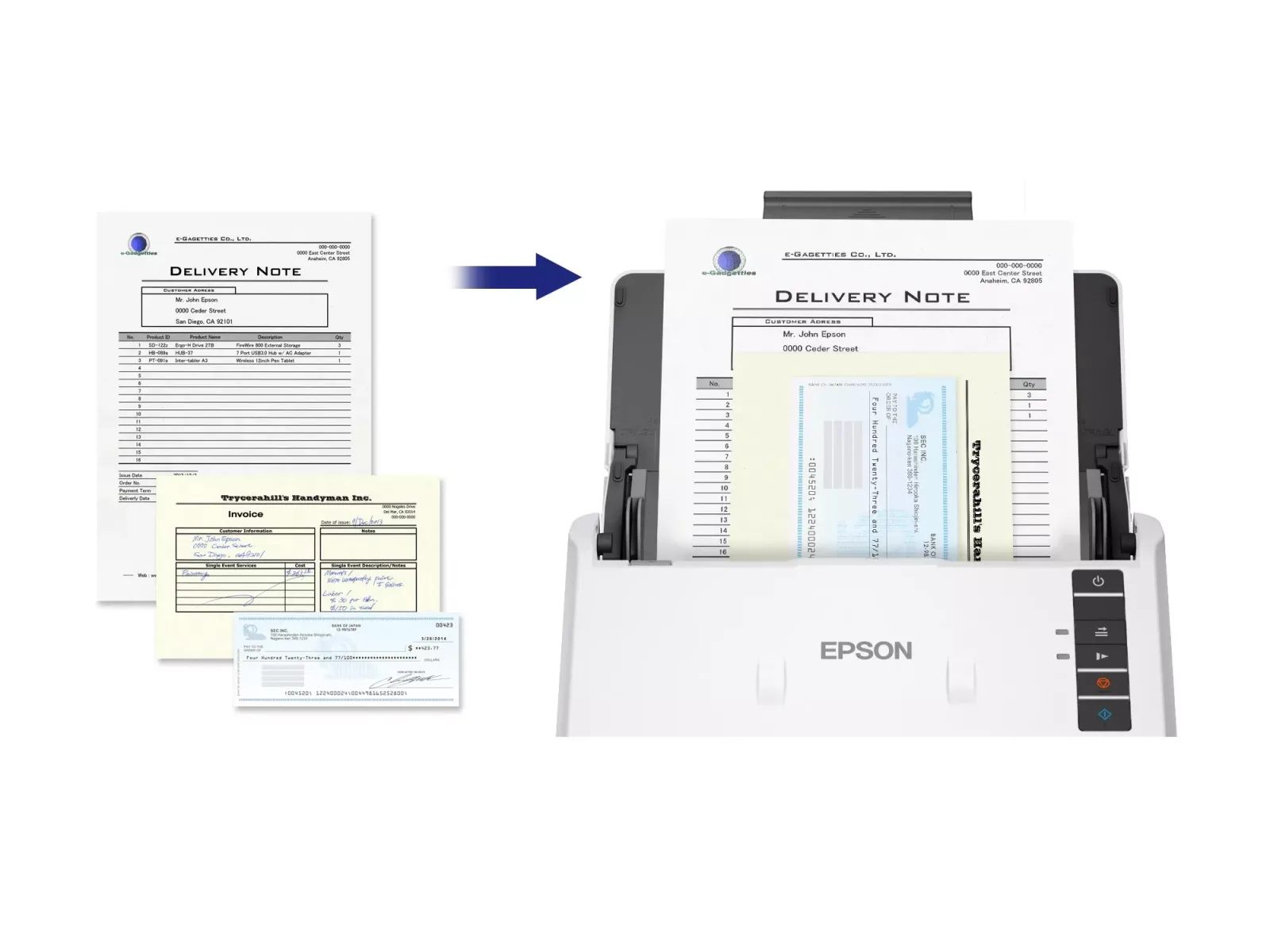 EPSON DS-530III A4 Workforce 40ppm 60sayfa kapasiteli Dublex Döküman Tarayıcı USB 2.0 görsel 5