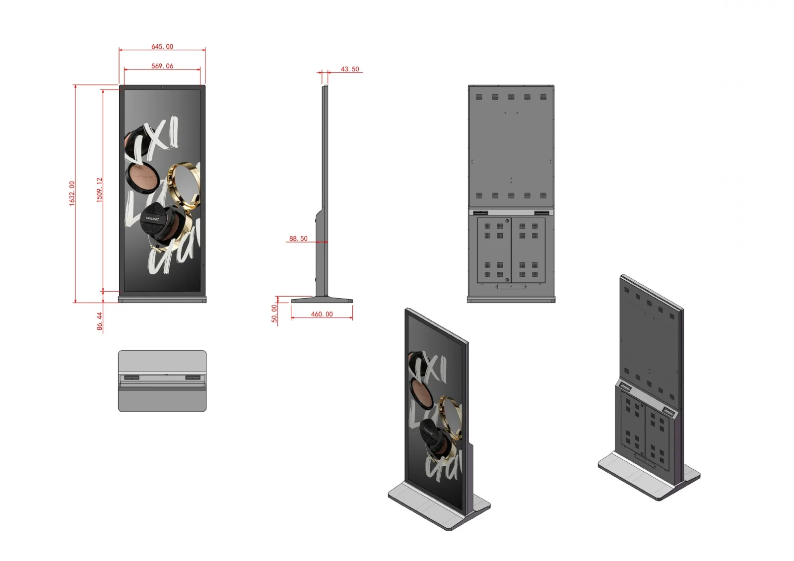 TIWOX 64" K-9500 2GB-32GB Android 11 4K LCD Kiosk görsel 3
