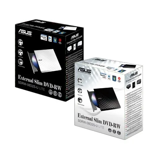 ASUS 8x SDRW-08D2S-U USB 2.0 Slim Harici DVD Yazıcı Beyaz görsel 2