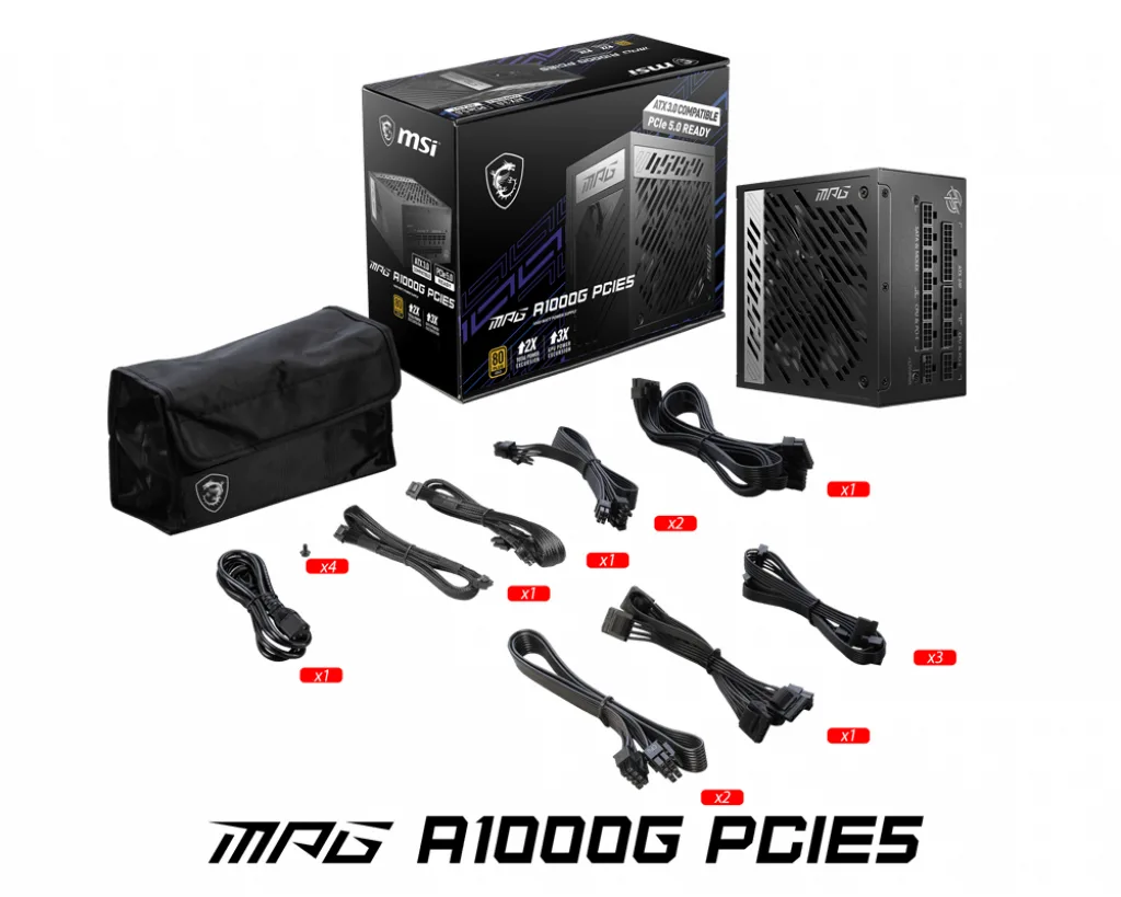 MSI 1000w 80+ Gold MAG A1000G PCIE5 Tam Modüler Power Supply