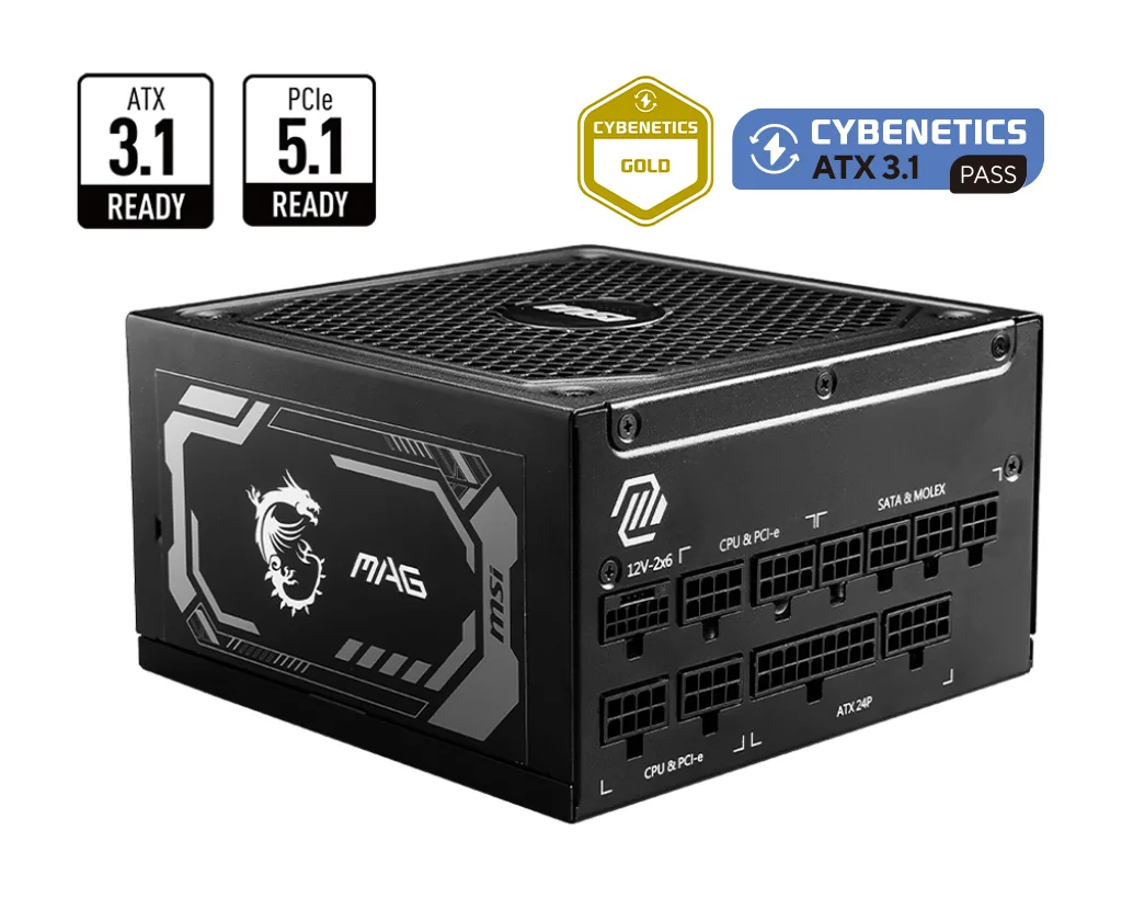 MSI 1250w 80+ Gold MAG A1250GL PCIE5 Tam Modüler Power Supply görsel 3