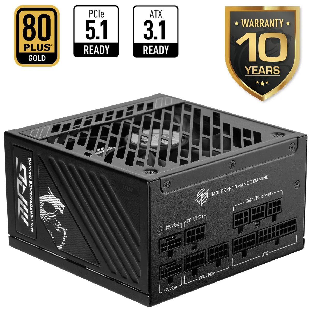MSI 1250w 80+ Gold MPG A1250GS PCIE5 Tam Modüler Power Supply görsel 14