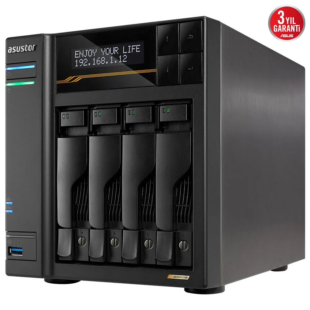 ASUSTOR 4diskli RYZEN V3C14-16GB DDR5 ECC RAM-2-10GbE Nas Server LOCKERSTOR 4 Gen3 AS6804T / 90IX01T4-BW3S00 görsel 4