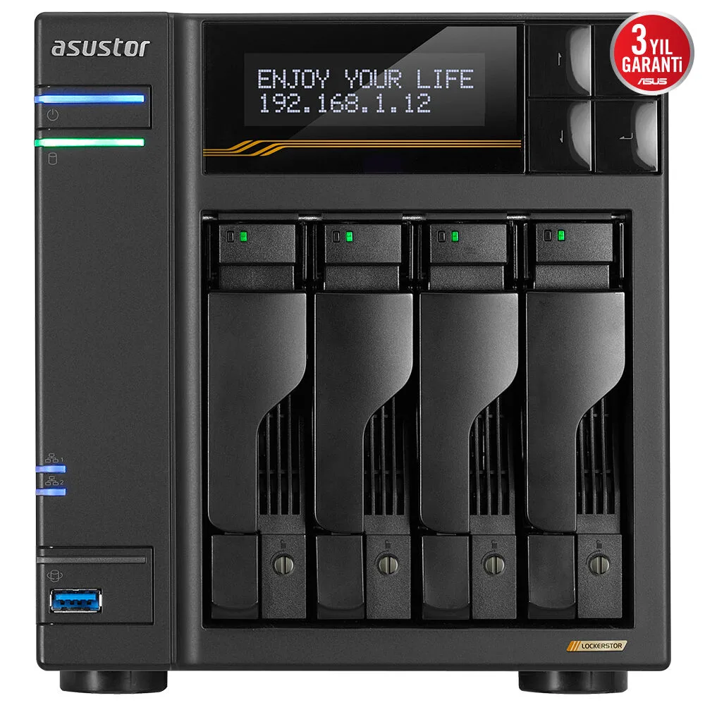 ASUSTOR 4diskli RYZEN V3C14-16GB DDR5 ECC RAM-2-10GbE Nas Server LOCKERSTOR 4 Gen3 AS6804T / 90IX01T4-BW3S00 görsel 3