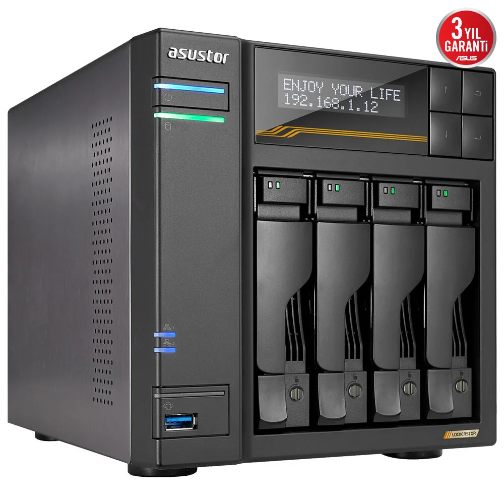 ASUSTOR 4diskli RYZEN V3C14-16GB DDR5 ECC RAM-2-10GbE Nas Server LOCKERSTOR 4 Gen3 AS6804T / 90IX01T4-BW3S00 görsel 2