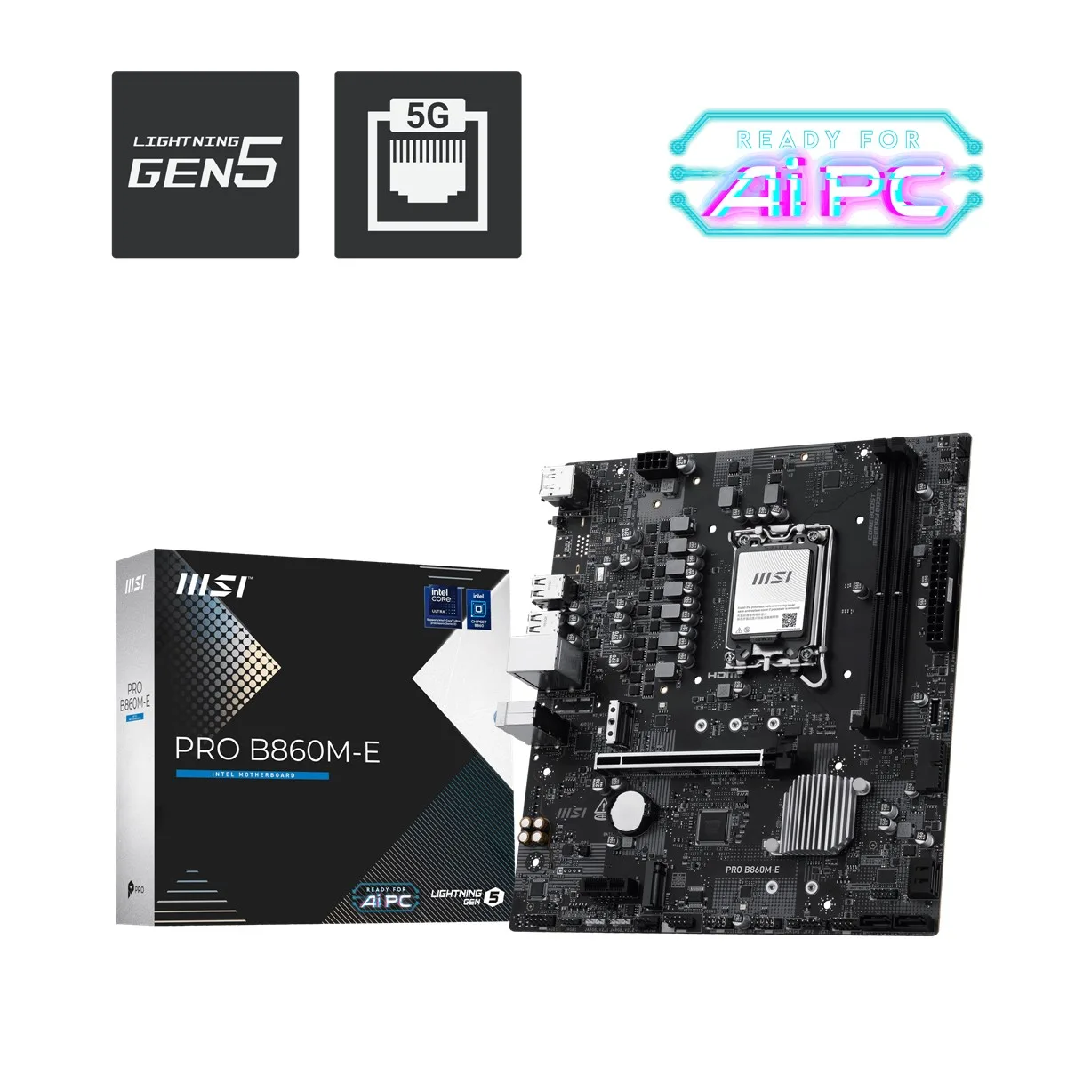 MSI Pro B860M-E DDR5 HDMI-DP PCIE 5.0 1851p Matx görsel 2